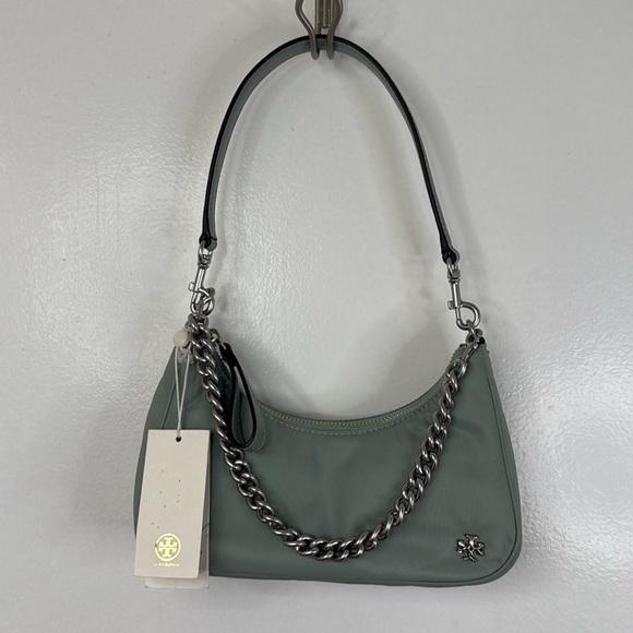 Tory Burch Handbags - NWT Tory Burch Blue Celadon Mercer Nylon Small Shoulder Bag WITH FLAW